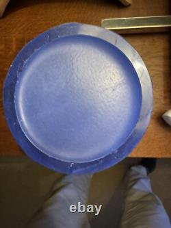 Rare Art Deco Blue Grasshopper 8.5 Vase by The Phoenix Glass Company