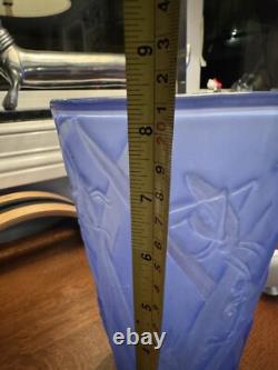 Rare Art Deco Blue Grasshopper 8.5 Vase by The Phoenix Glass Company