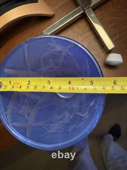 Rare Art Deco Blue Grasshopper 8.5 Vase by The Phoenix Glass Company