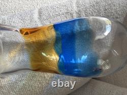 Rare Blenko Specialty Line 2406 Watercolor Vase 17 Tall Orange/Blue