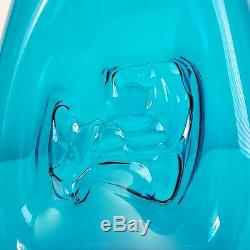 Rare Blenko Vase #5518 1955 Catalog Wayne Husted Teal Impressed Horse 15 Tall