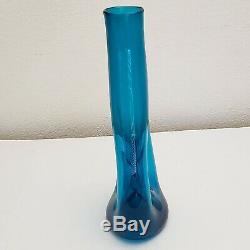 Rare Blenko Vase #5518 1955 Catalog Wayne Husted Teal Impressed Horse 15 Tall