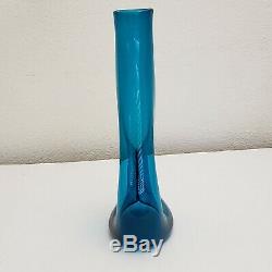 Rare Blenko Vase #5518 1955 Catalog Wayne Husted Teal Impressed Horse 15 Tall