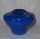 Rare Blue Signed Philabaum Studio Hand Blown Glass Vase W Gold Rim 1991
