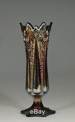 Rare Brockwitz Carnival Glass Cobalt Blue Footed Prism Panels Vase c. 1910