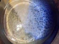 Rare Collectible Hand Blown Polish Art Glass Vase By Alicja Blue Statement Piece