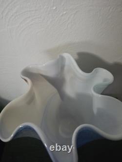 Rare Collectible Hand Blown Polish Art Glass Vase By Alicja Blue Statement Piece