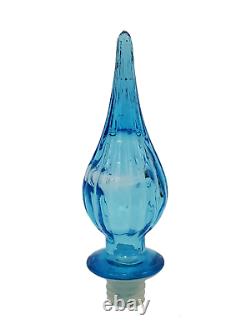 Rare Empoli Blue Genie Bottle cross hatch pattern with Stopper Italy 19