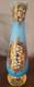 Rare Empoli Italy Italian art Glass Vase Handpainted Floral Robin's Egg Blu