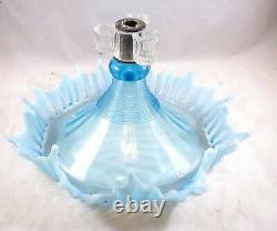 Rare Fenton LG Wright Ice Blue Opalescent Thread & Rib Epergne