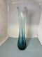 Rare HTF Viking Swung Glass Flamenco Vase 23.5 Bluenique Blue New Martinsville