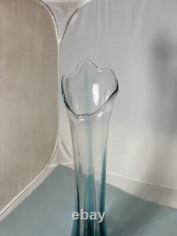 Rare HTF Viking Swung Glass Flamenco Vase 23.5 Bluenique Blue New Martinsville