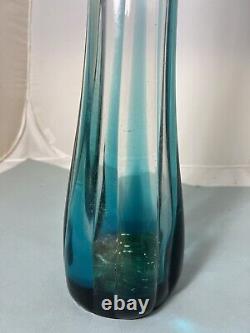 Rare HTF Viking Swung Glass Flamenco Vase 23.5 Bluenique Blue New Martinsville