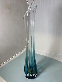 Rare HTF Viking Swung Glass Flamenco Vase 23.5 Bluenique Blue New Martinsville