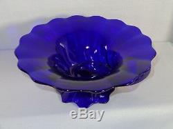 Rare Heisey Elegant Glass Stiegel Cobalt Blue Warwick Cornucopia Vase
