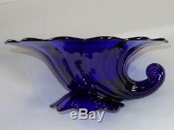 Rare Heisey Elegant Glass Stiegel Cobalt Blue Warwick Cornucopia Vase