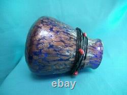 Rare Loetz Glass Iridescent Cobalt Vase