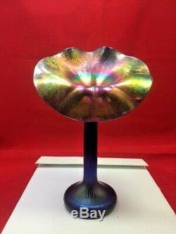 Rare Lundberg Studios 1996 Jack-In-The-Pulpit Vase Tiffany Style Art Glass
