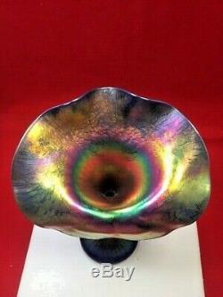 Rare Lundberg Studios 1996 Jack-In-The-Pulpit Vase Tiffany Style Art Glass