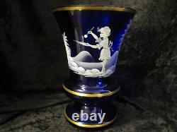 Rare Mary Gregory Cobalt Blue Vase With White Painted Scenes BEST OF THE BEST