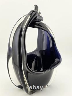 Rare Modern Abstract Murano Art Glass Vase Cobalt Blue Freeform Sculpture