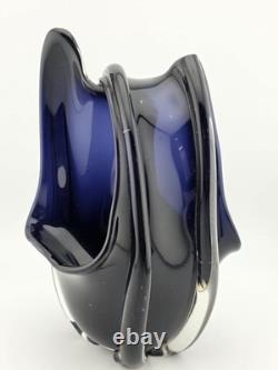 Rare Modern Abstract Murano Art Glass Vase Cobalt Blue Freeform Sculpture