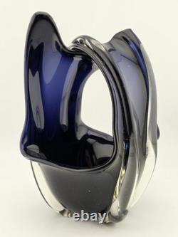 Rare Modern Abstract Murano Art Glass Vase Cobalt Blue Freeform Sculpture