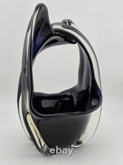 Rare Modern Abstract Murano Art Glass Vase Cobalt Blue Freeform Sculpture