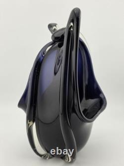 Rare Modern Abstract Murano Art Glass Vase Cobalt Blue Freeform Sculpture