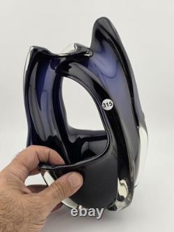 Rare Modern Abstract Murano Art Glass Vase Cobalt Blue Freeform Sculpture