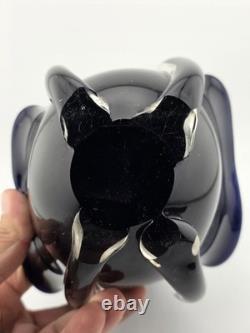 Rare Modern Abstract Murano Art Glass Vase Cobalt Blue Freeform Sculpture