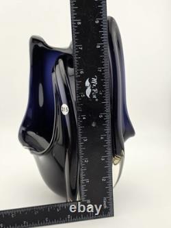Rare Modern Abstract Murano Art Glass Vase Cobalt Blue Freeform Sculpture