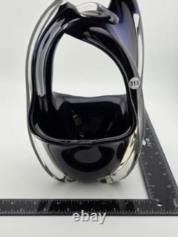 Rare Modern Abstract Murano Art Glass Vase Cobalt Blue Freeform Sculpture