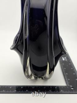 Rare Modern Abstract Murano Art Glass Vase Cobalt Blue Freeform Sculpture