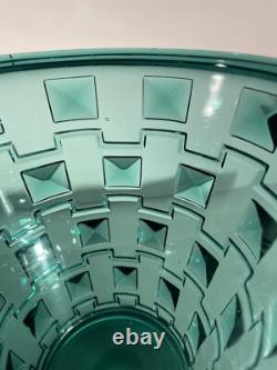 Rare Orrefors Glass Simon Gate Art Deco Pot Vase Bowl SP14 Faceted Turquoise