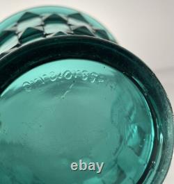 Rare Orrefors Glass Simon Gate Art Deco Pot Vase Bowl SP14 Faceted Turquoise