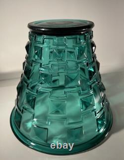 Rare Orrefors Glass Simon Gate Art Deco Pot Vase Bowl SP14 Faceted Turquoise