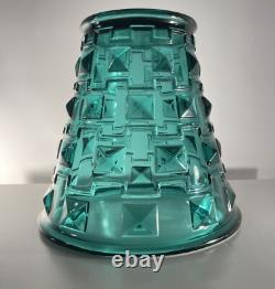 Rare Orrefors Glass Simon Gate Art Deco Pot Vase Bowl SP14 Faceted Turquoise