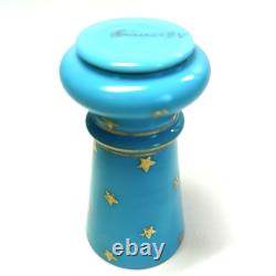 Rare Signed Antique PORTIEUX VALLERYSTHAL French Blue Opaline Vase w Gold Stars