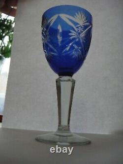 Rare Soviet cobalt glass blue Bohemian glass vintage goblet USSR set 2pcs