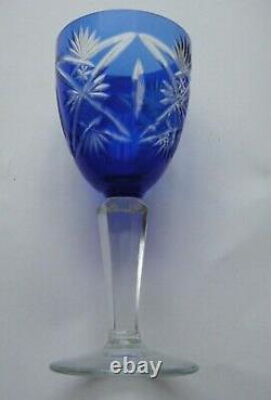 Rare Soviet cobalt glass blue Bohemian glass vintage goblet USSR set 2pcs