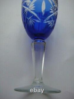 Rare Soviet cobalt glass blue Bohemian glass vintage goblet USSR set 2pcs