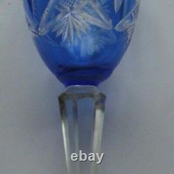 Rare Soviet cobalt glass blue Bohemian glass vintage goblet USSR set 2pcs