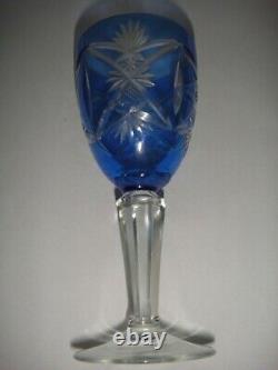 Rare Soviet cobalt glass blue Bohemian glass vintage goblet USSR set 2pcs