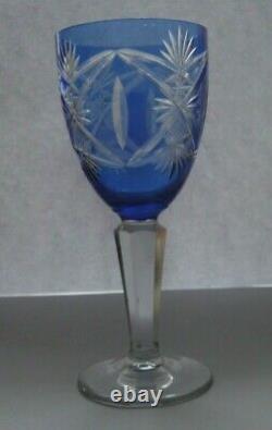 Rare Soviet cobalt glass blue Bohemian glass vintage goblet USSR set 2pcs