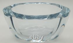 Rare Strombergshyttan Swedish Blue Ice Crystal Glass Bowl Vase Signed #T181