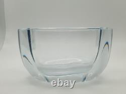 Rare Strombergshyttan Swedish Blue Ice Crystal Glass Bowl Vase Signed #T181