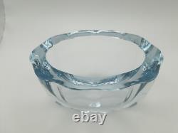 Rare Strombergshyttan Swedish Blue Ice Crystal Glass Bowl Vase Signed #T181