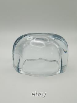 Rare Strombergshyttan Swedish Blue Ice Crystal Glass Bowl Vase Signed #T181