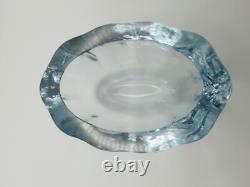 Rare Strombergshyttan Swedish Blue Ice Crystal Glass Bowl Vase Signed #T181